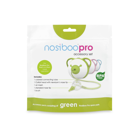 Zöld Nosiboo Pro alkatrészcsomag csomagolása